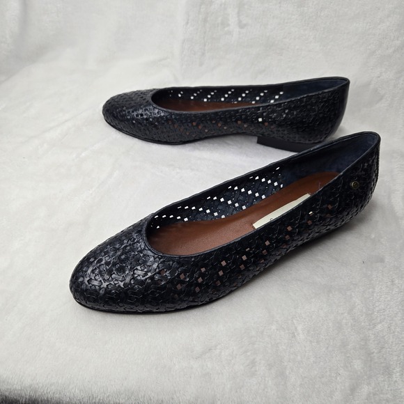 Etienne Aigner Shoes - Etienne Aigner Black Woven Leather Lace Flats Almond Toe Shoes Women's 8.5M